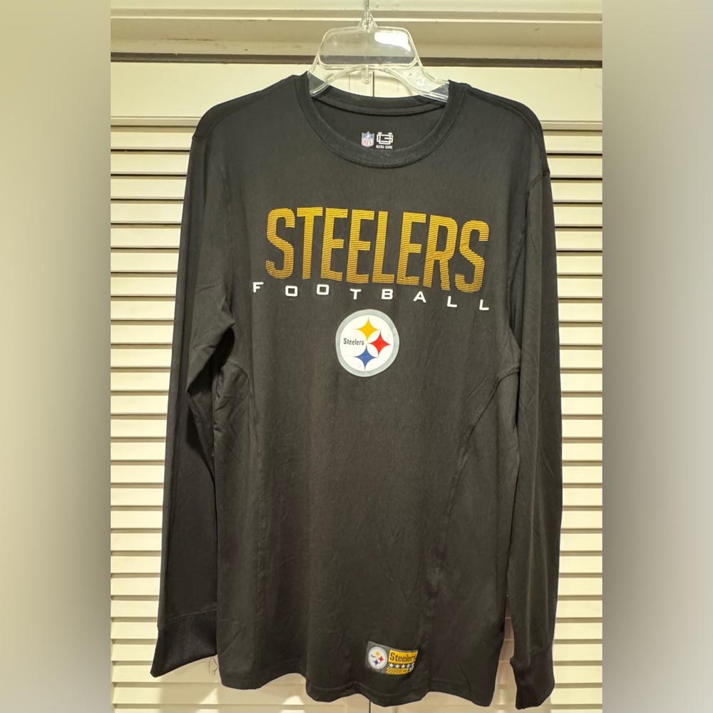 Pittsburgh Steelers Long Sleeve Tee, S, NFL Licensed Ultra Game Quick Dry Fabric